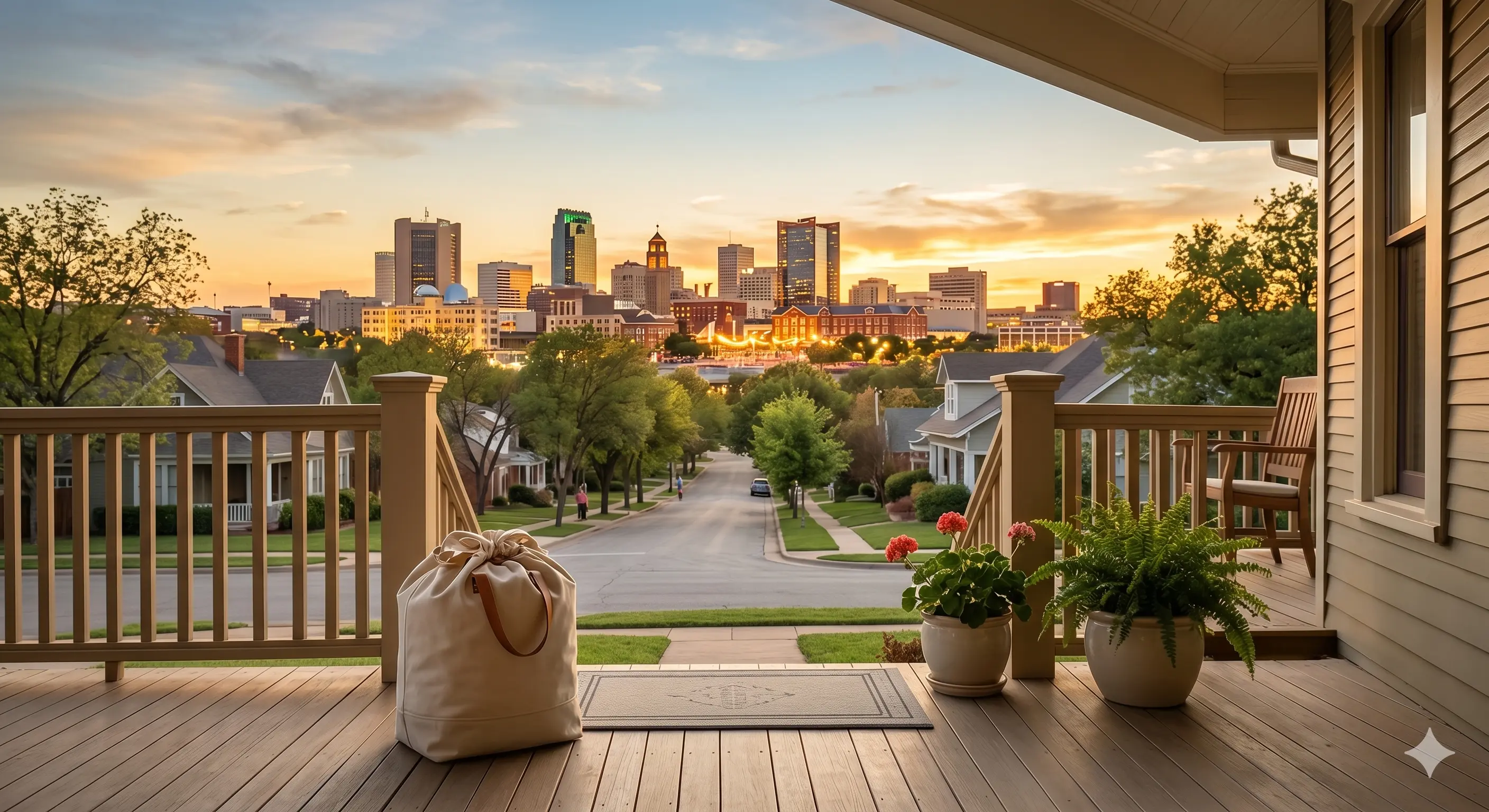 Fort Worth Texas skyline with laundry pickup and delivery service area