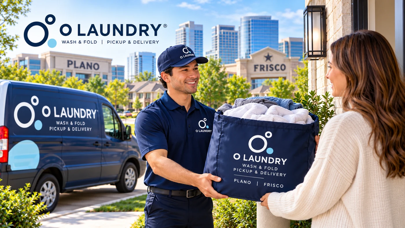 O Laundry pickup and delivery service area covering Plano and Frisco Texas, near Legacy West and Stonebriar
